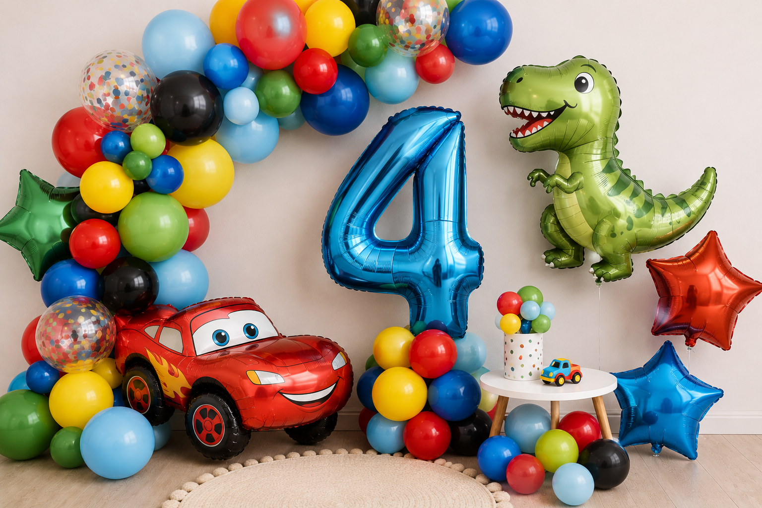 🎂🎈 Výzdoba na 4. narozeniny – veselá oslava plná barev a oblíbených motivů