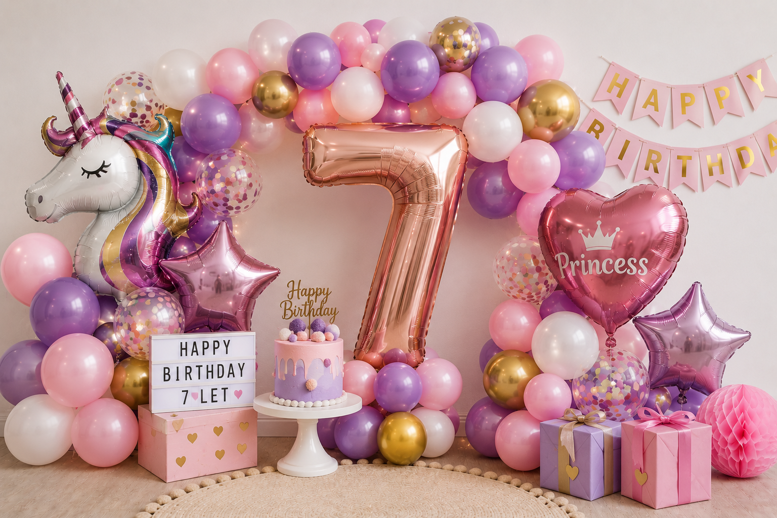 🎂🎈 Výzdoba na 7. narozeniny – stylová oslava pro malé školáky