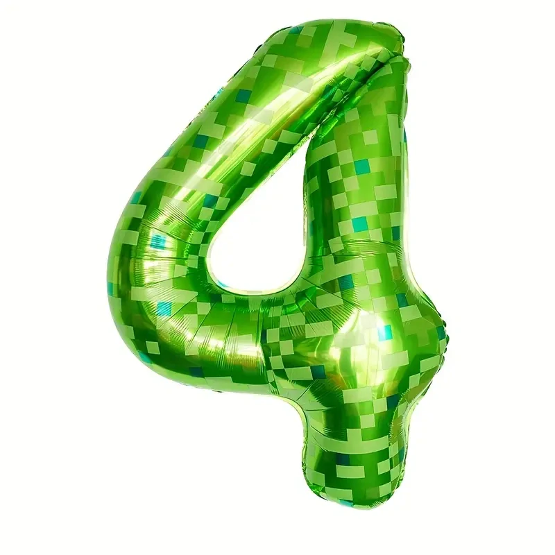 Fóliový balónek číslo 4 Minecraft – narozeninový balónek pro dětskou oslavu
