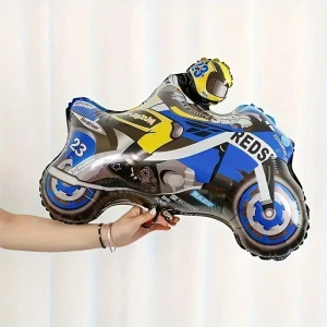 Balónek motorkář na motorce – fóliový balónek na tematickou oslavu