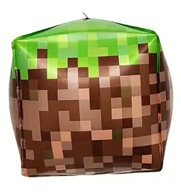 Hranatý balónek Minecraft – fóliový balónek ve tvaru kostky na dětské narozeniny