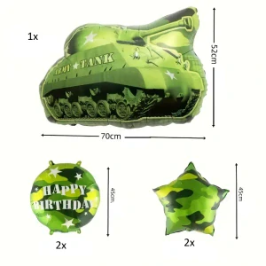 Balónkový set tank – fóliové balónky ve tvaru tanku na dětskou oslavu