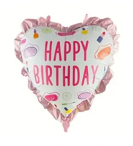 Balónek srdce Happy Birthday – fóliový balónkek s nápisem na narozeniny
