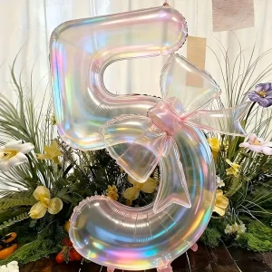 Balónkové číslo 5 - Průhledné s mašlí