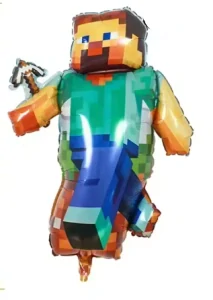 Velký balónek Minecraft – fóliový balónek ve tvaru postavy Steve na dětské narozeniny
