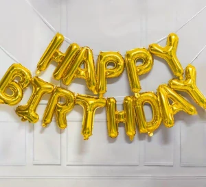 Balónkový nápis Happy Birthday zlatý – narozeninová dekorace na oslavu