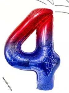 Balónek číslo 4 Spiderman – fóliový narozeninový balónek pro dětskou oslavu