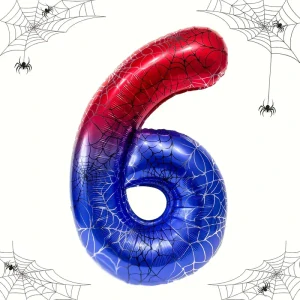 Balónek číslo 6 Spiderman – fóliový narozeninový balónek pro dětskou oslavu