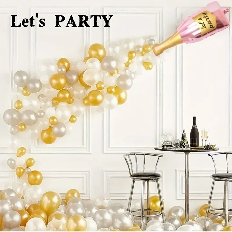 Fóliový balónek –  šampaňské s nápisem „Let’s Party“