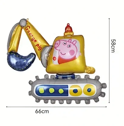 Fóliový balónek – Prasátko Peppa v bagru