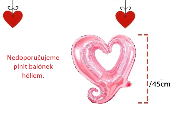 Fóliový balónek ve tvaru růžového srdce - na výročí, svatby a Valentýn