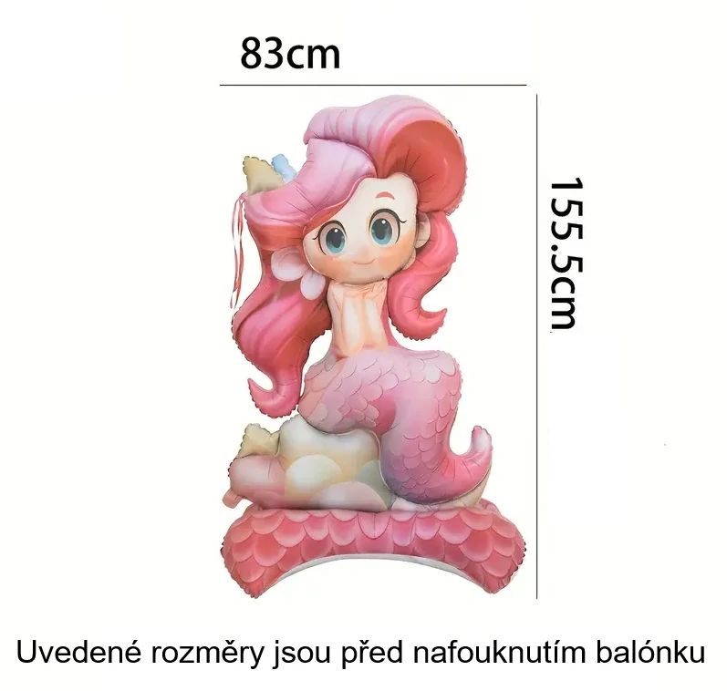 Samostatně stojící fóliový balónek – Mořská panna na dětské oslavy