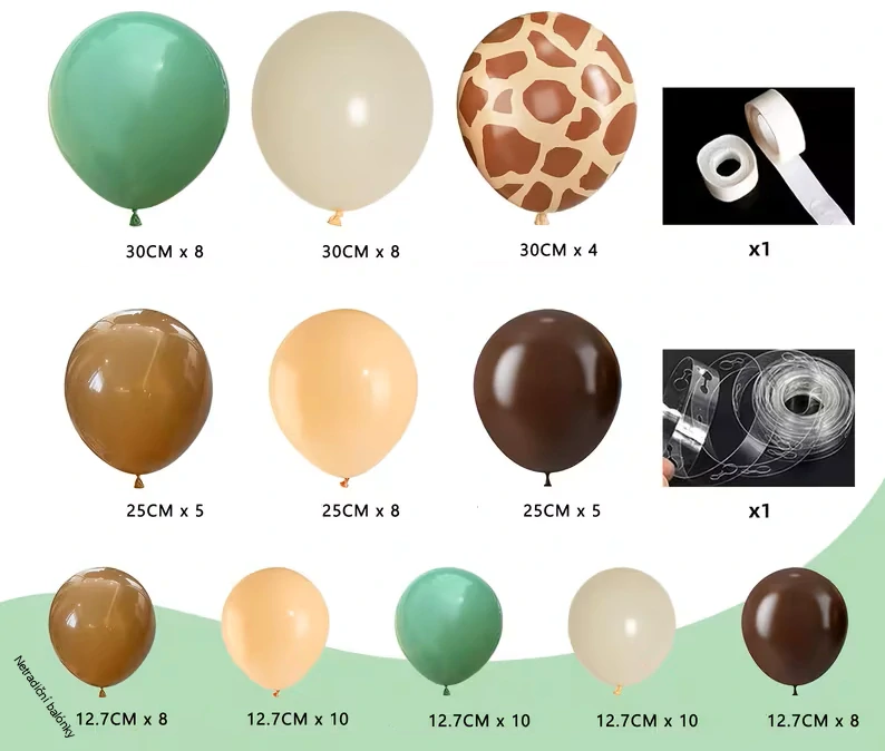 Safari balónkový set – hnědá, béžová a zelená