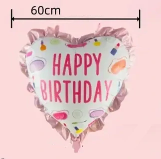 Balónek srdce Happy Birthday – fóliový balónkek s nápisem na narozeniny