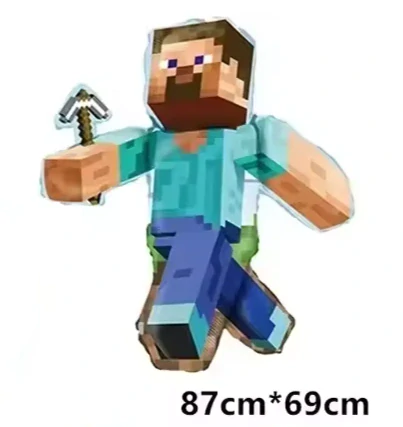 Velký balónek Minecraft – fóliový balónek ve tvaru postavy Steve na dětské narozeniny