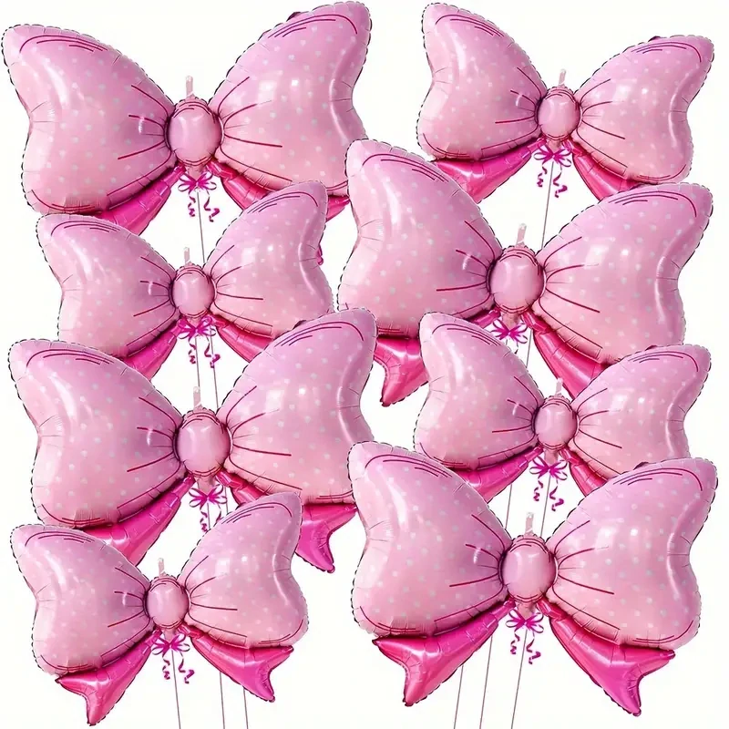 Fóliový balónek – Růžová mašle s puntíky
