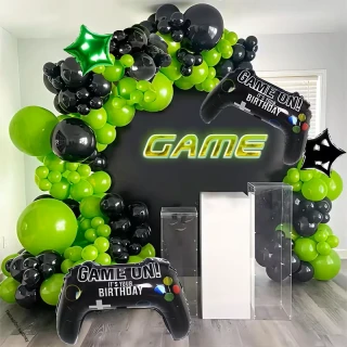 Balónkový set Gaming | Černo-zelená výzdoba na narozeniny
