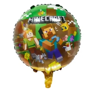 Kulatý balónek Minecraft – fóliový balónek na dětské narozeniny